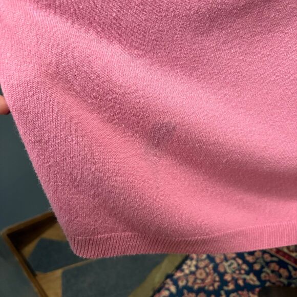 Women's Vintage Plus Size Caroline Taylor Pink Sweater with Neck Tie size 1X - Picture 8 of 8